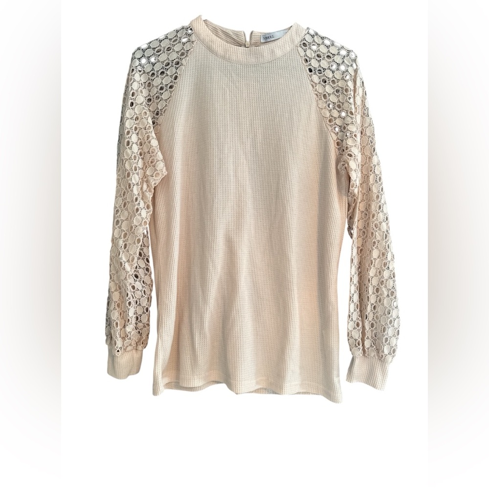 Chic Cream Lace Sleeve Blouse